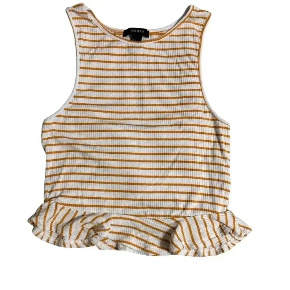 Forever 21 white and gold striped tank top